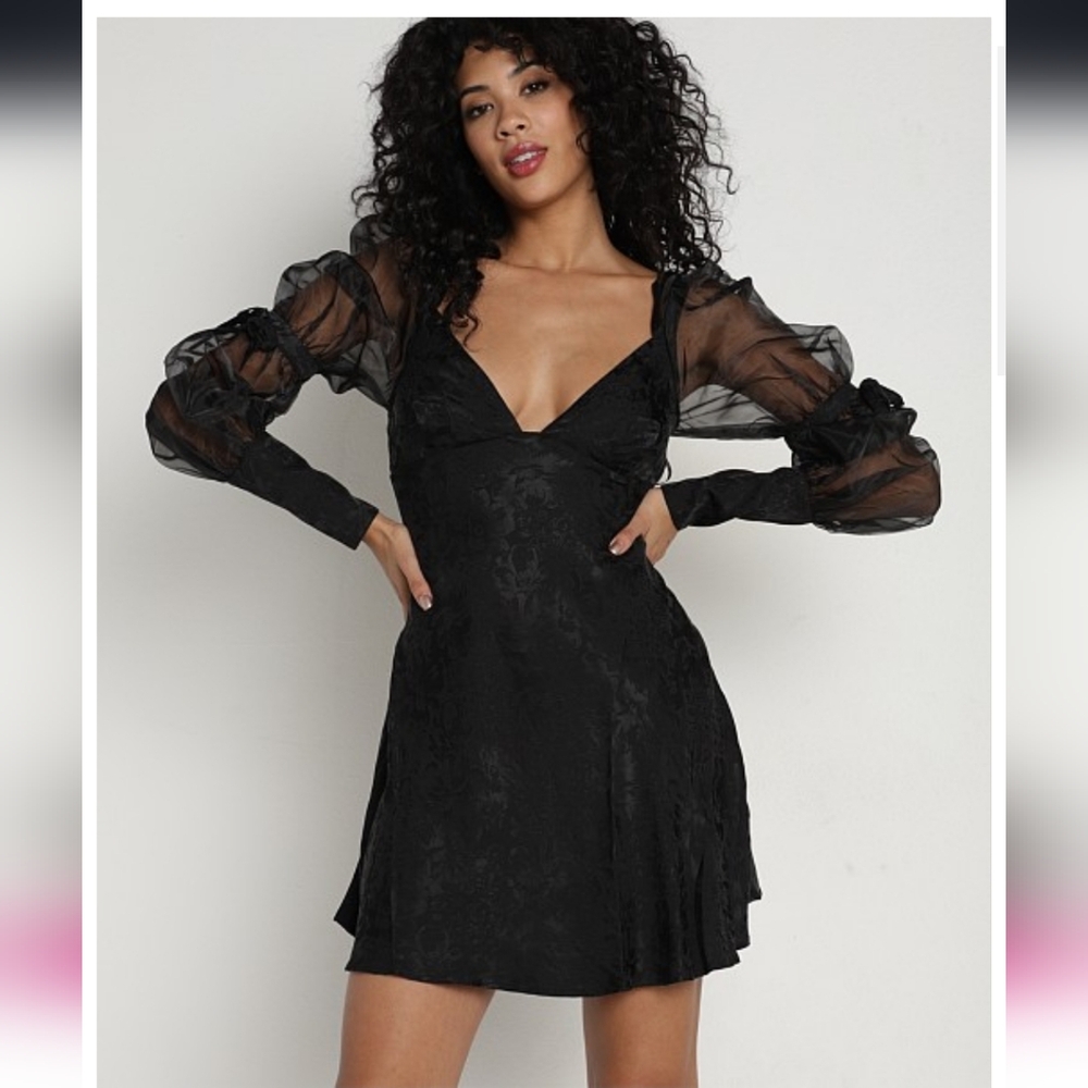 For Love And Lemons Gabrielle Black Long Sleeve Dress - New With Tags